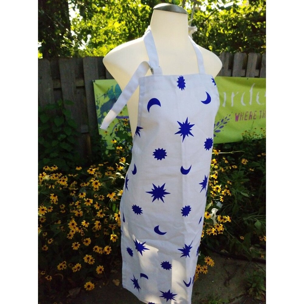 Apron White Blue Stars Moons Colours In The Kitchen Kay Dee